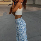 Ladies Printed Washed Women's Jeans Trousers