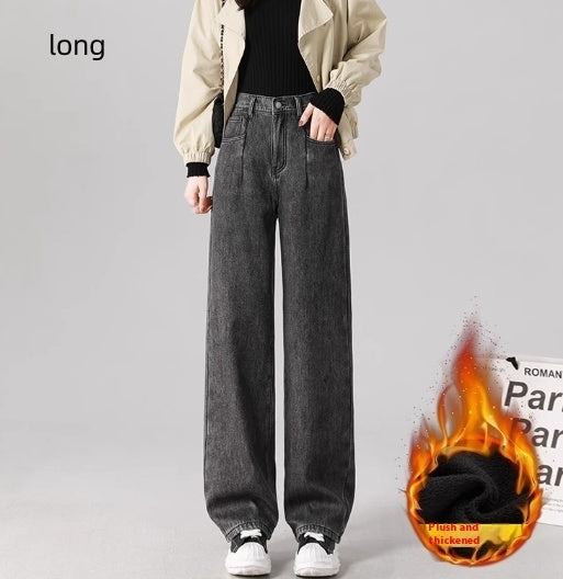 Straight High Waist Draped Casual Wide-leg Pants