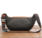 Men's Vegetable Tanned First Layer Leather Chest Bag Casual Shoulder Crossbody Backpack