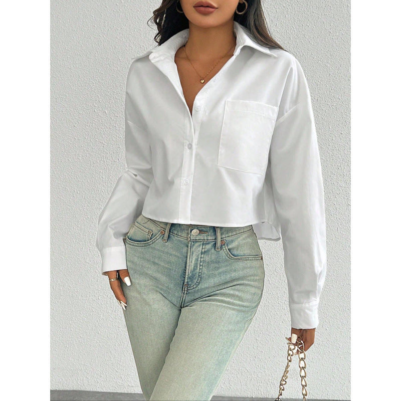 Fashion Solid Color Loose-fitting Women's Shirt Top