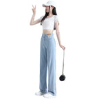 Light Color Lyocell Jeans Women's Summer Thin Wide-leg Pants