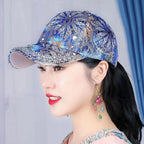 Outdoor Sun Protection Colorful Cat Eye Rhinestone Baseball Cap