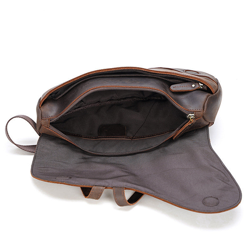 Retro Men's Chest Bag, Saddle Bag, Leather Shoulder Bag, Outdoor Sports Diagonal Bag