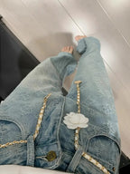 Ladies' High Waisted Straight Leg Jeans