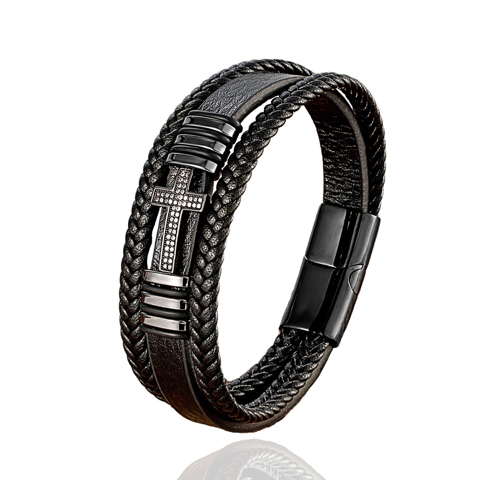 Cross Multi-layer Leather Bracelet Vintage Men And Women